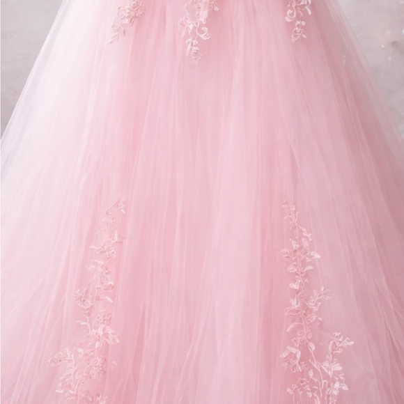 Lavetir Pink Prom Ball Gown Sz 16 Floral Tulle Satin Corset Formal Dress NWOT - Picture 4 of 9